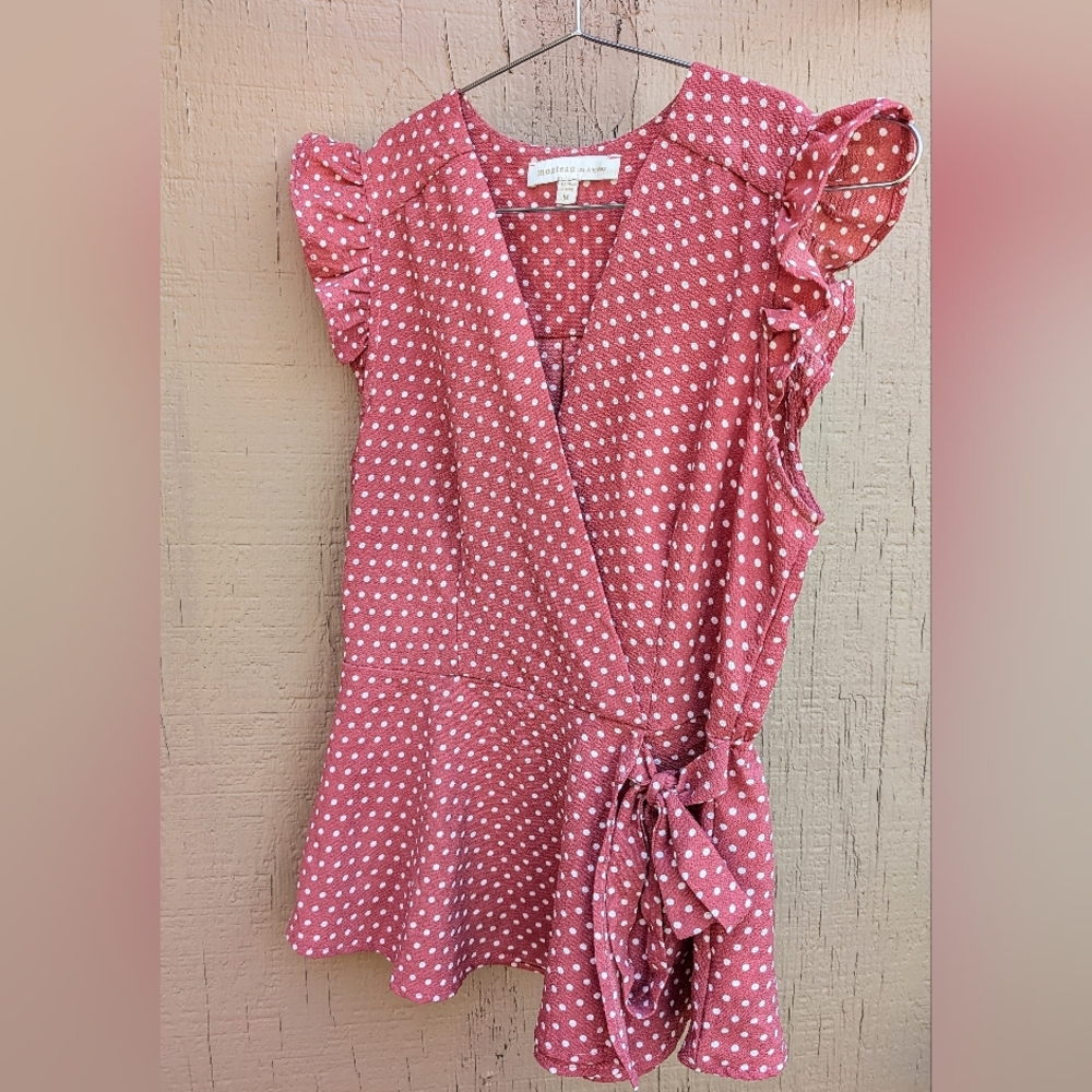 👙Monteau Red Polka Dot Blouse👙